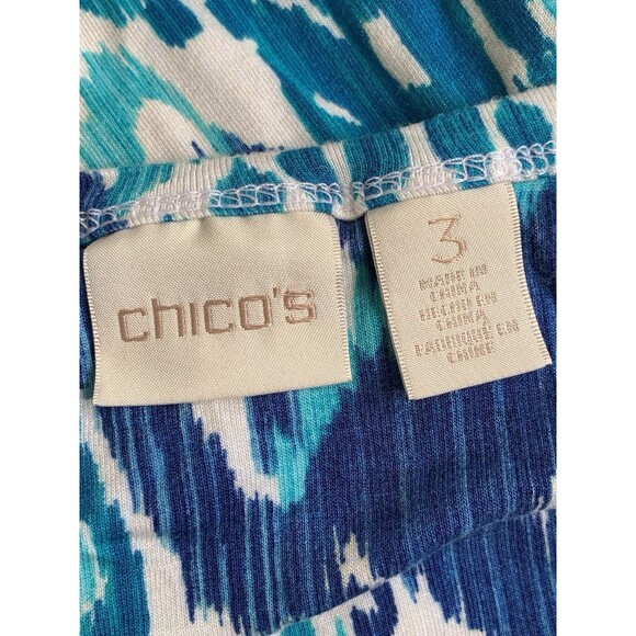 Chico's 3 Blue White Ikat Asymmetrical Tunic Top Blouse Size XL - Picture 4 of 5